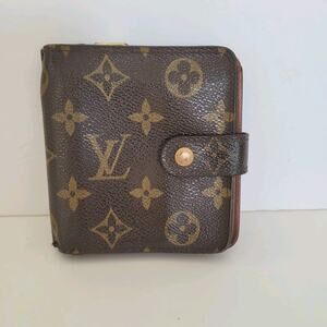 LOUIS VUITTON LV Bifold Zippy Compact Wallet Brown Medium 2002 Monogram Vintage